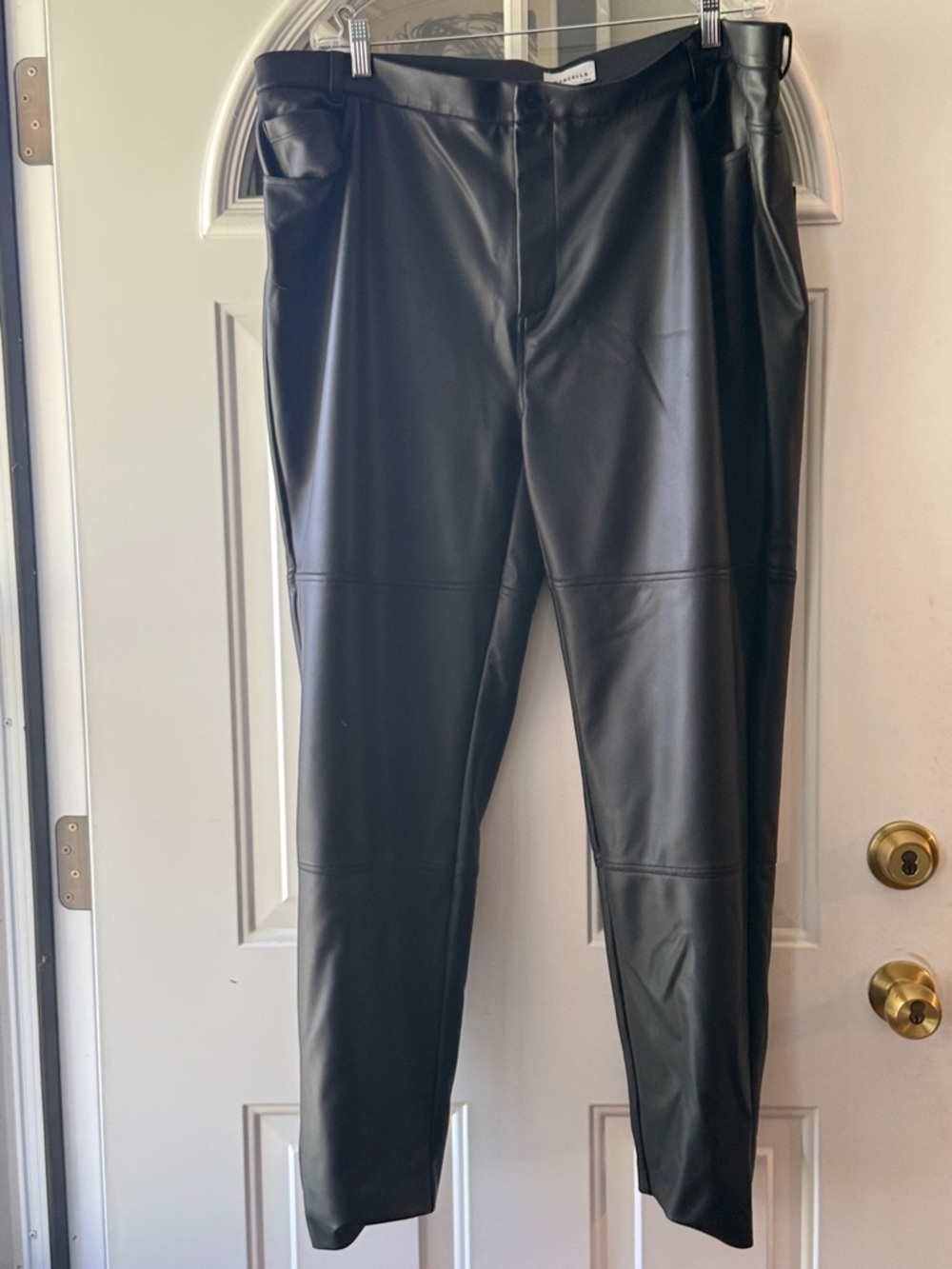 Glossy Vegan Leather Moto Pants, XXL